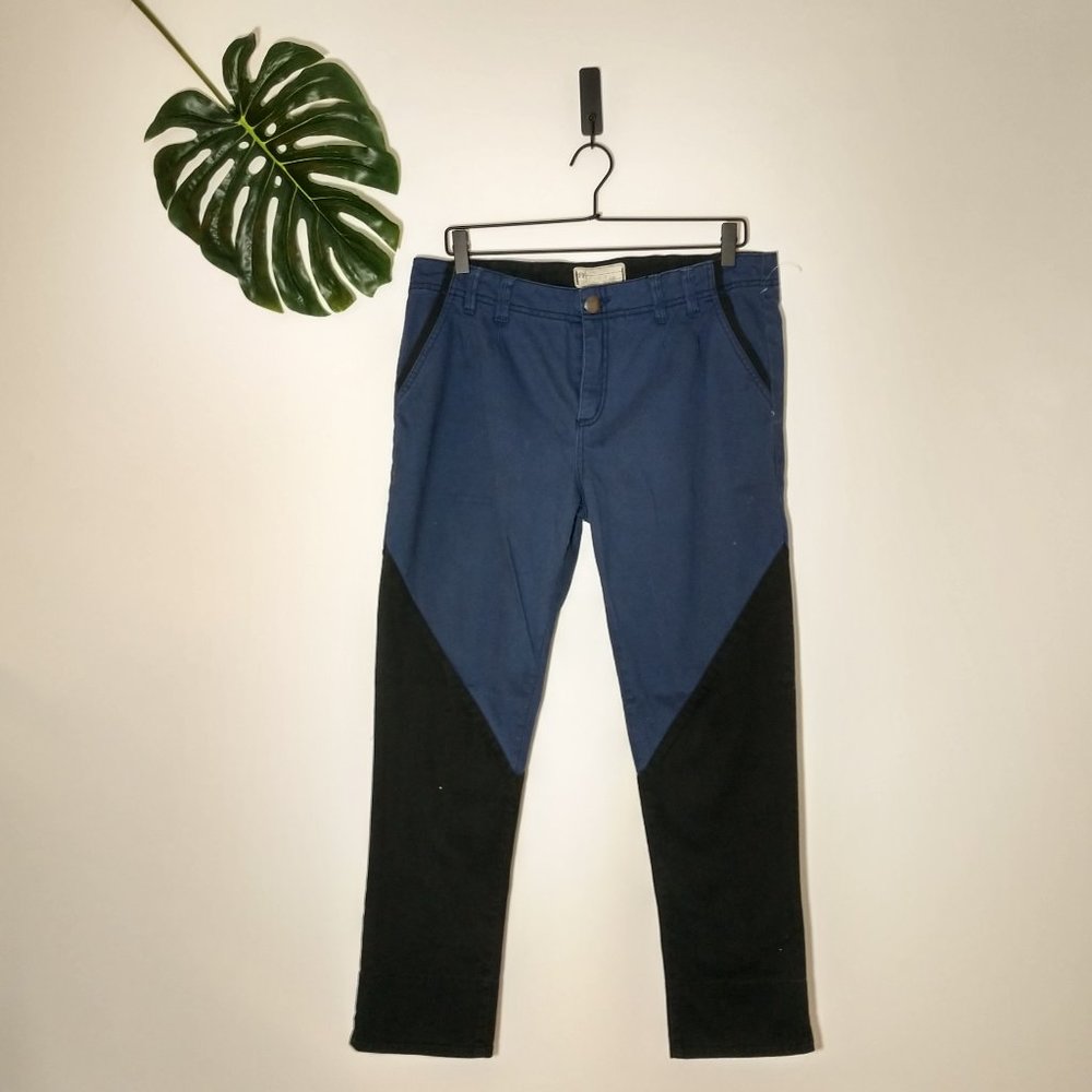 NWOT Free People Blue and Black Color block Jeans
